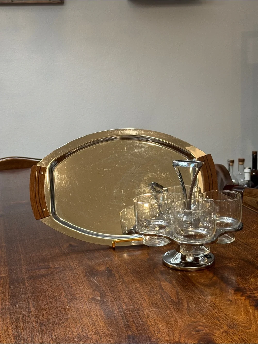 Vintage mid-century modern carousel bar set